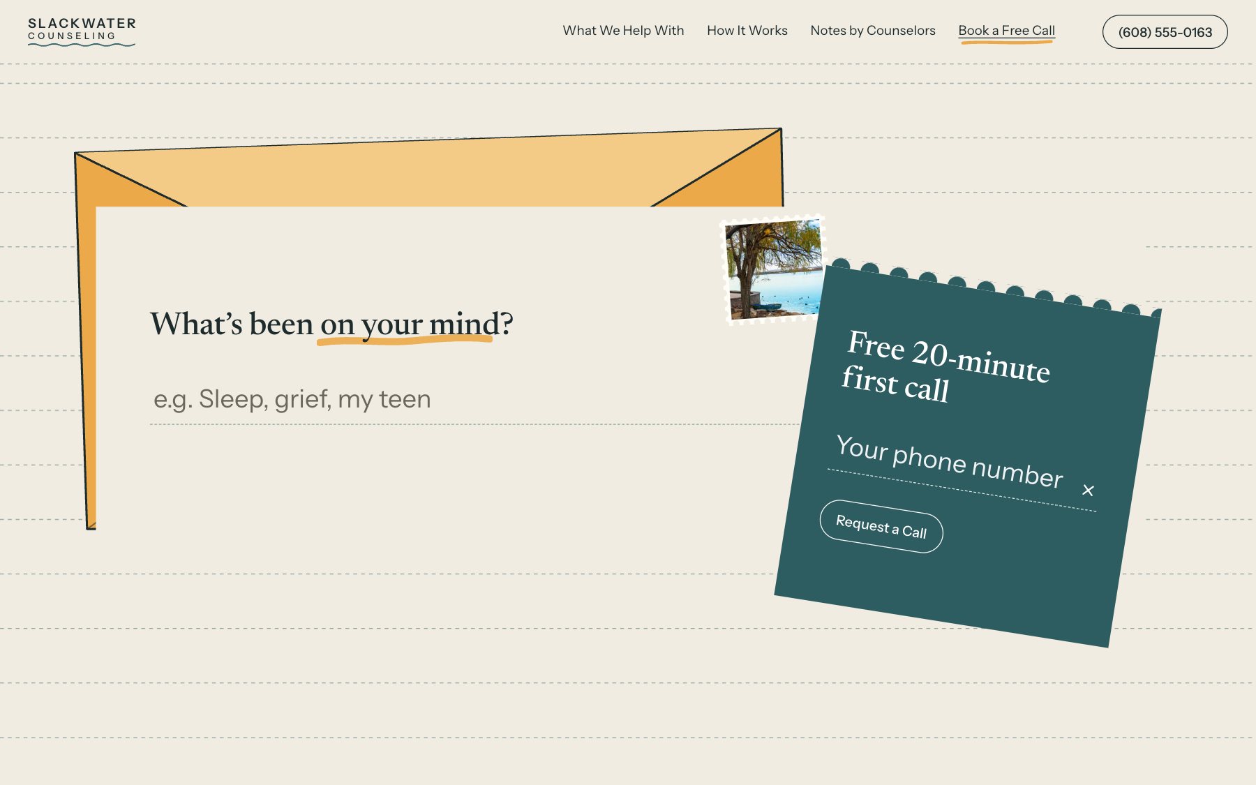 Slackwater Counseling concept, desktop
