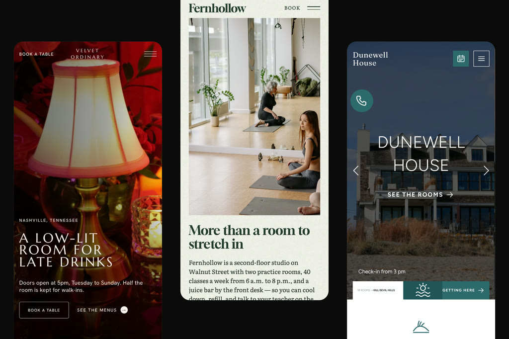Fictional business website concepts by Arupix