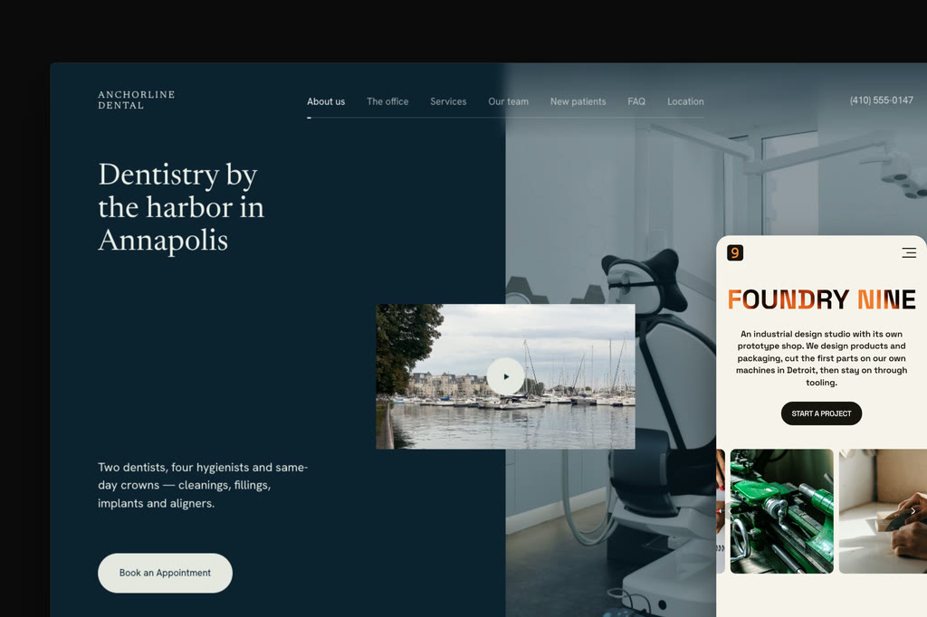 Fictional business website concepts by Arupix