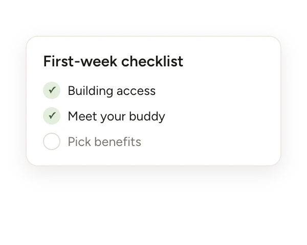 A first-week checklist with two items done
