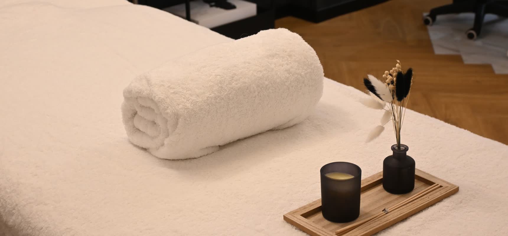 Two Nights and the Spa — a folded towel on a treatment table